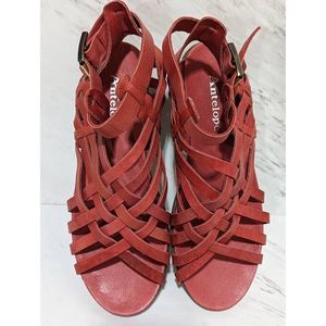 Antelope Collection Women's Red Leather Strappy Sandals Size 6.5